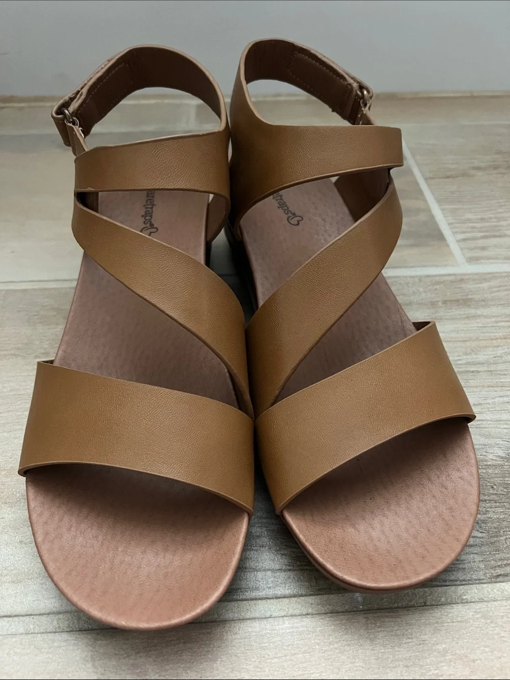 BareTraps Women's Crisscross Slingback Sandals in Tan